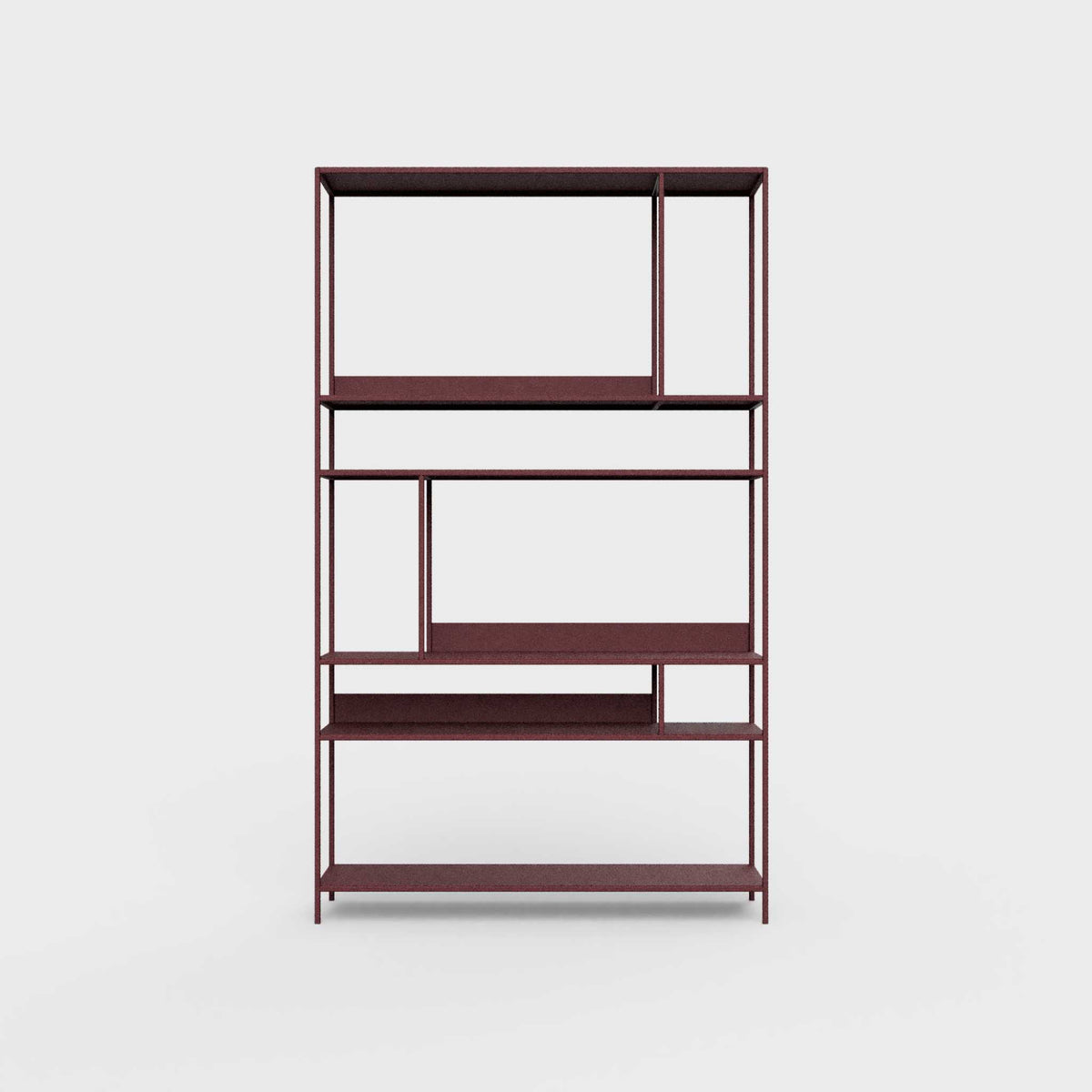 ÉTAUDORÉ Floks 01 powder coated steel bookcase in burgundy deep read