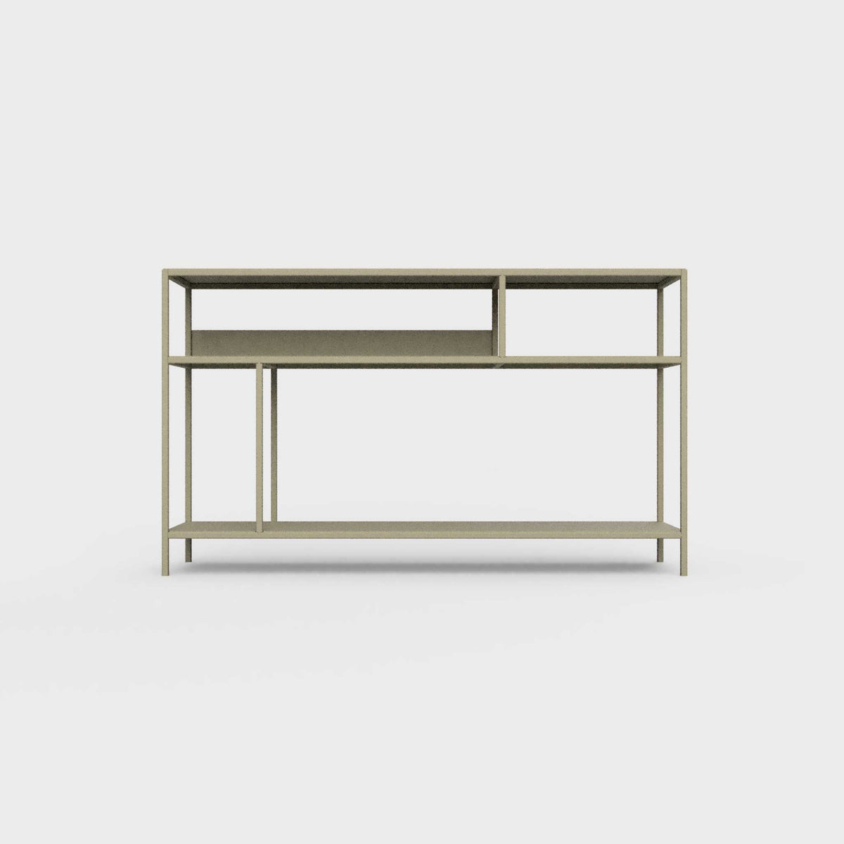Light olive color ÉTAUDORÉ DESIVA small shelving unit Floks 03, made to order from highest quality powder coated steel