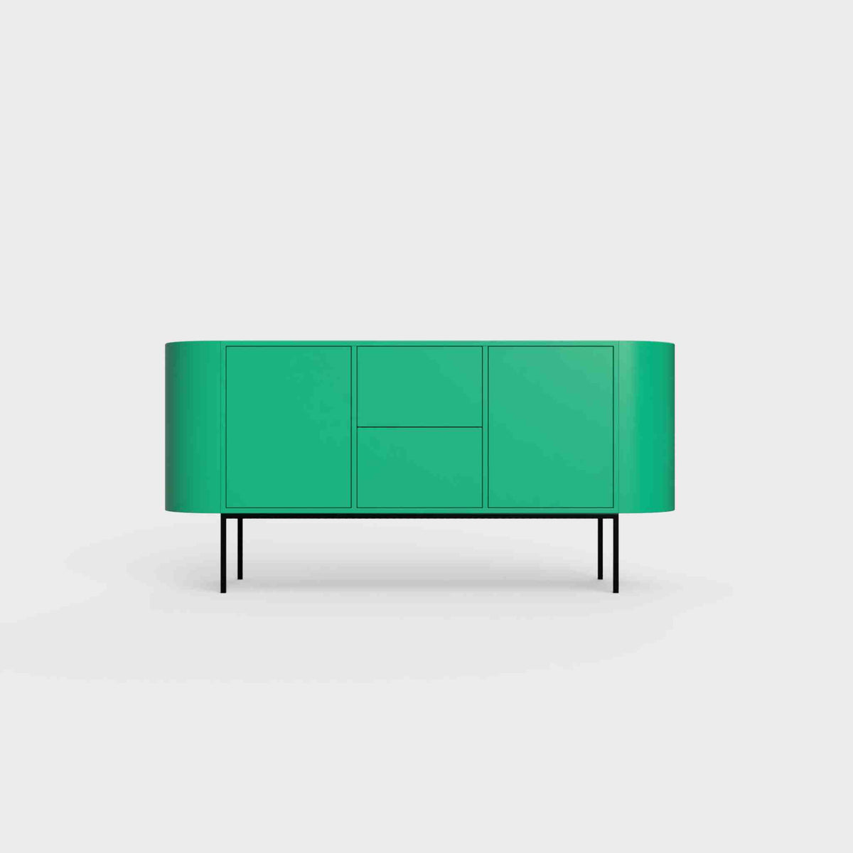 ÉTAUDORÉ Desiva Lumia 01 steel rounded sideboard in avocado green powder coated steel