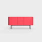 ÉTAUDORÉ Desiva Lumia 01 steel rounded sideboard in raspberry pink powder coated steel