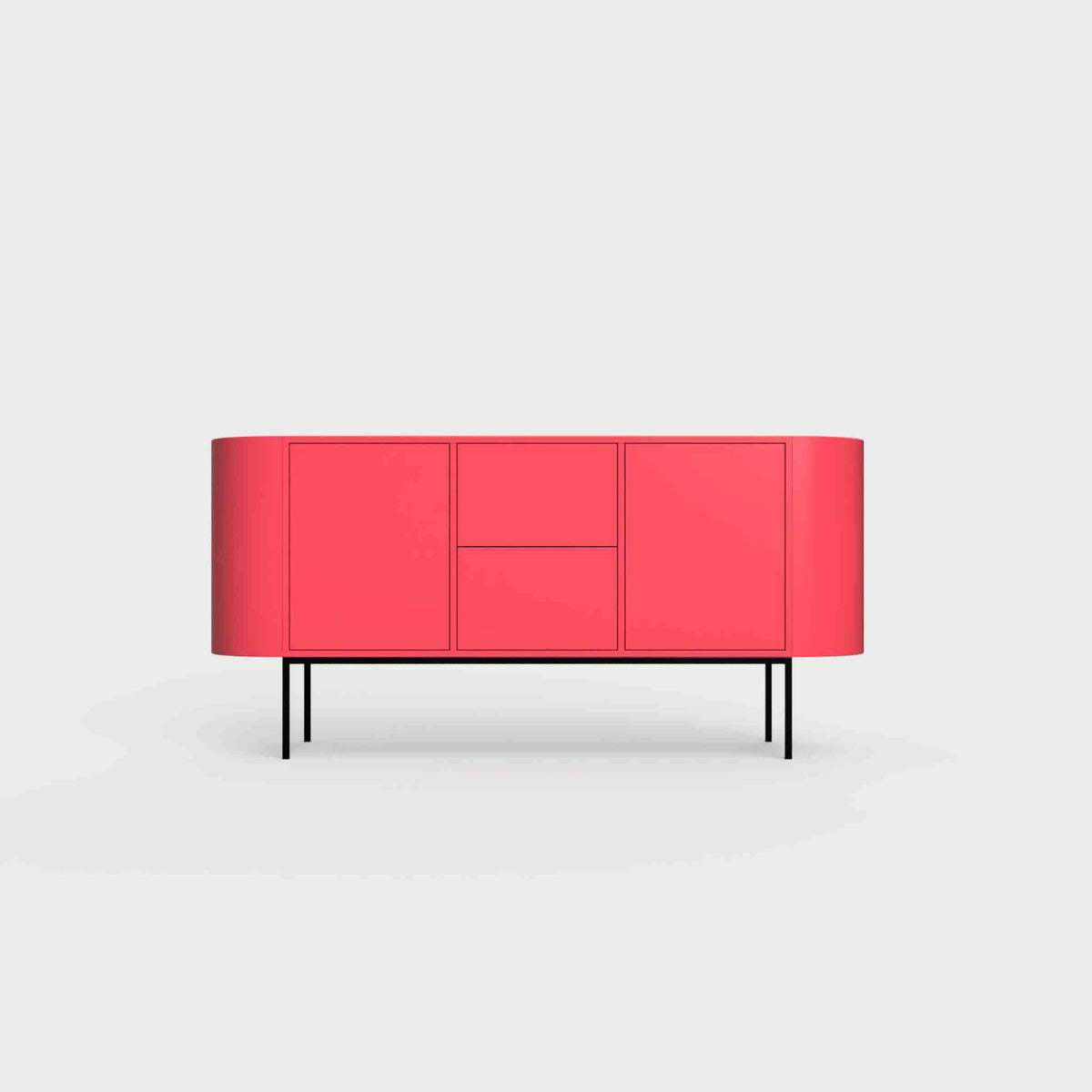 ÉTAUDORÉ Desiva Lumia 01 steel rounded sideboard in raspberry pink powder coated steel