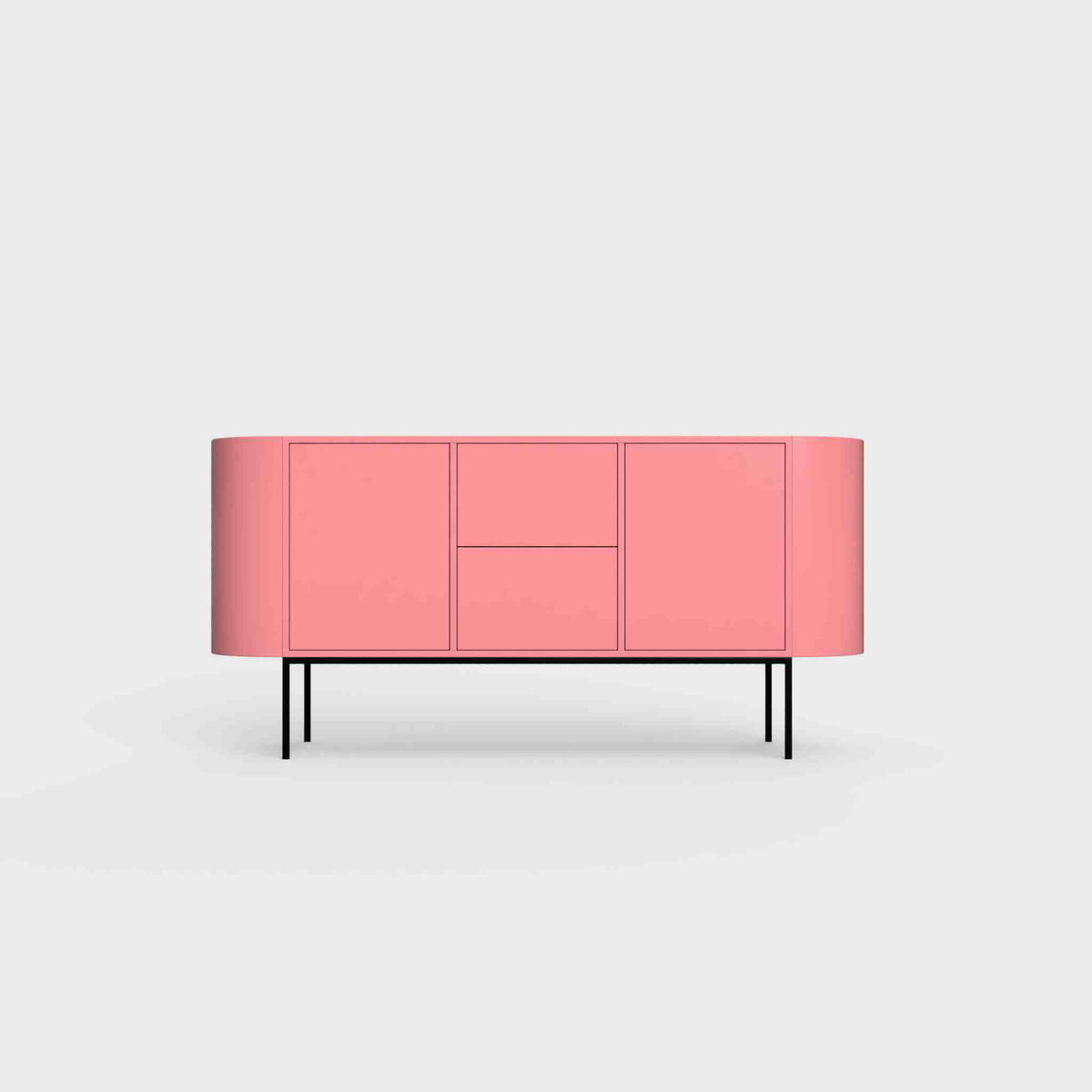 ÉTAUDORÉ Desiva Lumia 01 steel rounded sideboard in rose pink powder coated steel