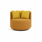 ÉTAUDORÉ Isola Armchair with swivel base – front view - faded orange body, lime pillows