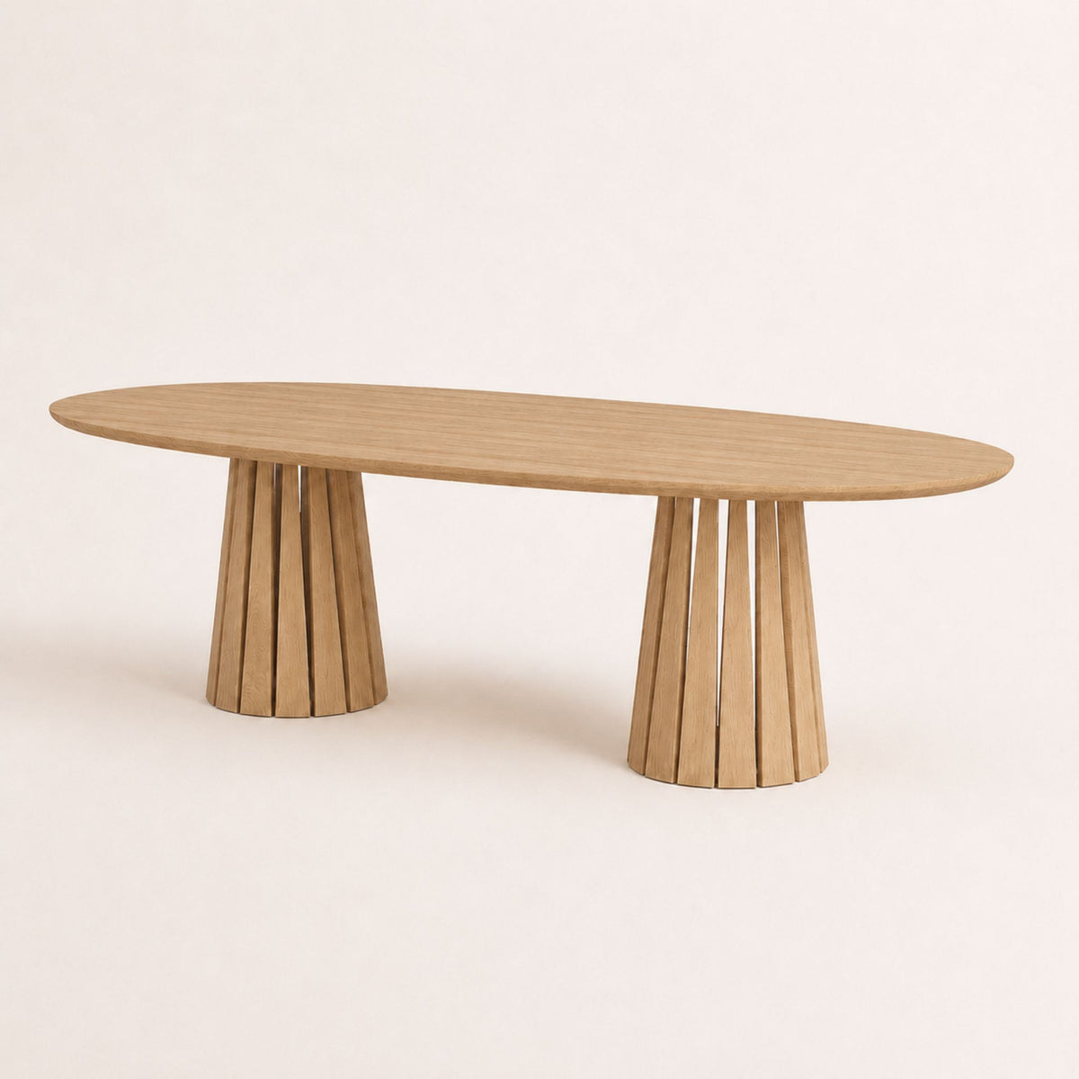 ÉTAUDORÉ Noemi Rounded Oval Table in solid oak wood, raw finish