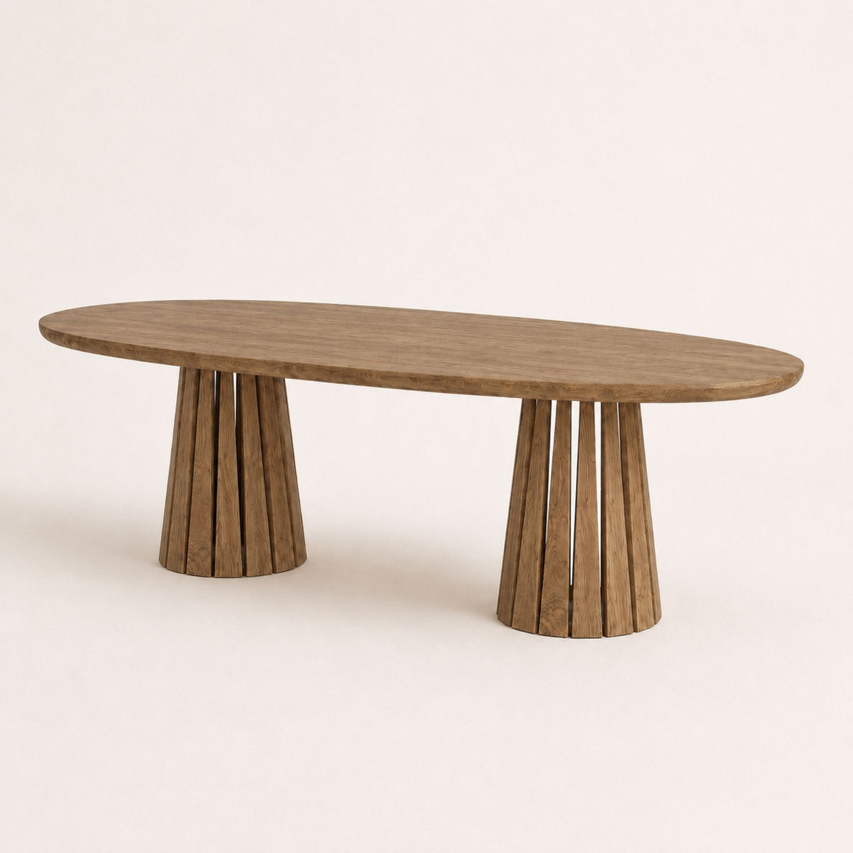 ÉTAUDORÉ Noemi Rounded Oval Table in solid oak wood, smoky finish