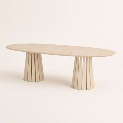 ÉTAUDORÉ Noemi Rounded Oval Table in solid oak wood, whitewashed finish