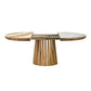 ÉTAUDORÉ Rigi Round Extendable Solid Oak Table with a Multi-Faceted Base - Extension Feature