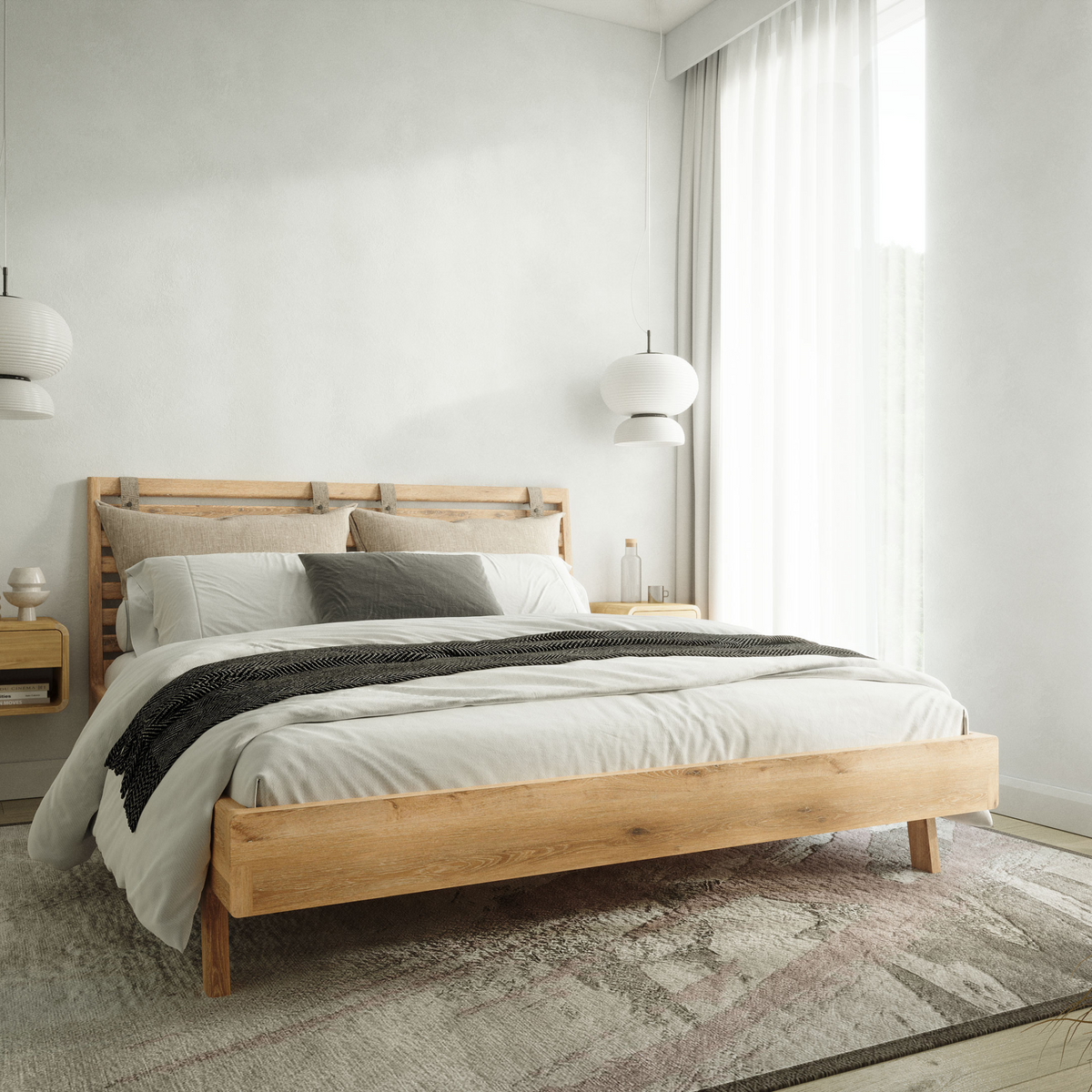 Bernina Bed in Solid Oak