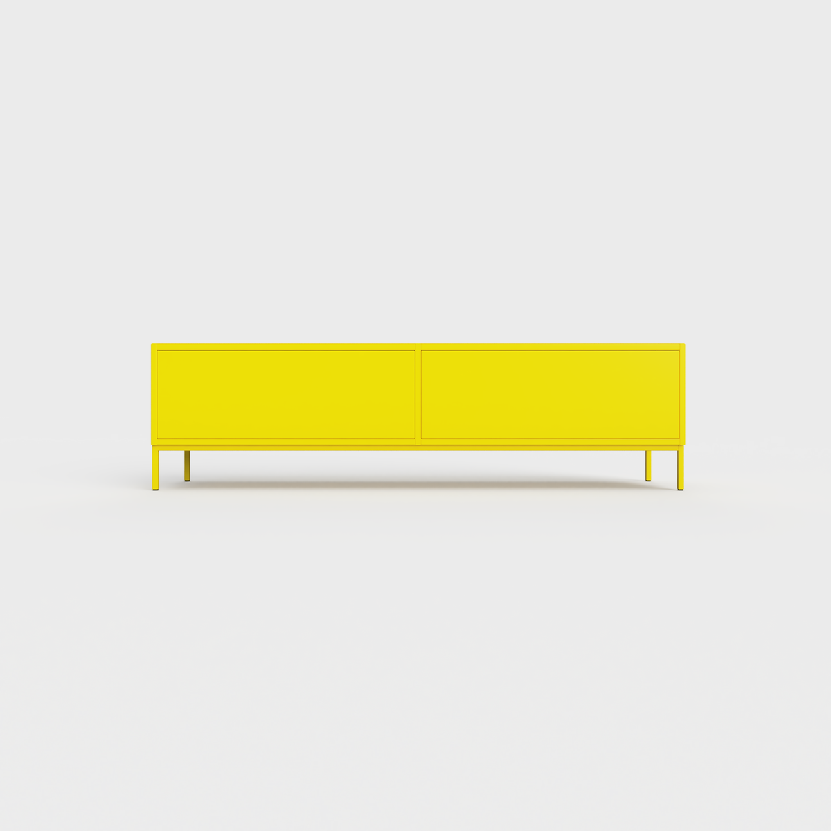 Prunus 01 Lowboard in Lemon color, powder-coated steel, elegant and modern piece of furniture for your living room